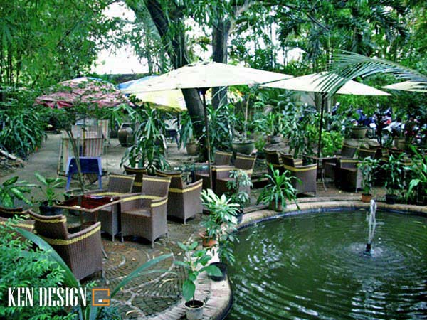 thiết kế không gian quán cà phê sân vườn